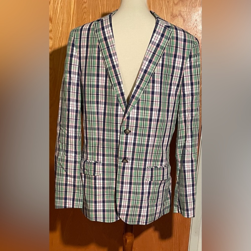 Men’s Izod cotton plaid blazer. Lined.